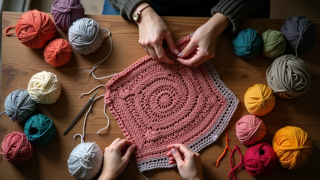 Crochet workshop with colorful yarn