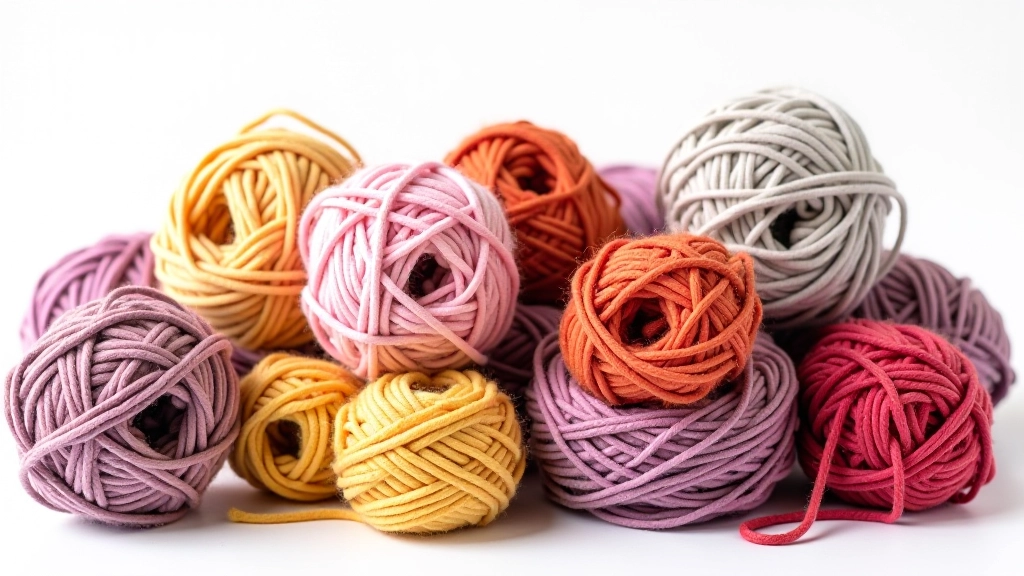 Collection of yarn balls in various weights and colors arranged in organized groupings